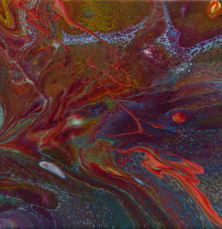 "Lava Flow I" © Annette Ragone Hall - acrylic, 6" x 6"