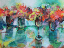 "Flower Reflections" ©Annette Ragone Hall - acrylic, 36" x 48"
