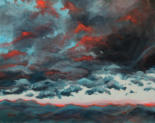 "Stormy Red Sky" ©Annette Ragone Hall - acrylic on linen canvas, 24" x 30"