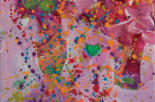 "Colorful Rain #2" ©Annette Ragone Hall - acrylic on 140lb. watercolor paper, 4" x 6"