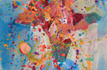 "Colorful Rain #5" ©Annette Ragone Hall - acrylic on 140lb. watercolor paper, 4" x 6"