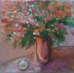 "Soothing Bouquet" ©Annette Ragone Hall - acrylic on canvas - 6" x 6"