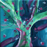 "Busy Tree" ©Annette Ragone Hall - acrylic on canvas - 6" x 6"
