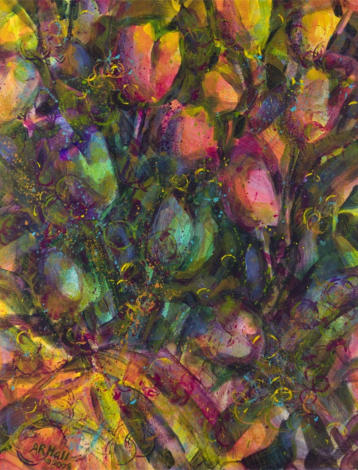 "Full-Spectrum Tulips" ©Annette Ragone Hall - acrylic on board - 24" x 18"