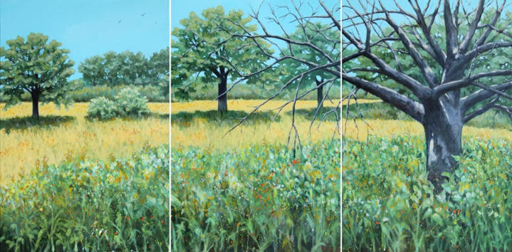"Carolina Summer (triptych)" ©Annette Ragone Hall - acrylic, each panel: 36" x 24"