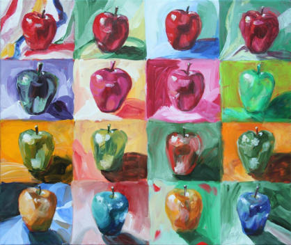 "An Apple a Day..." ©Annette Ragone Hall - acrylic on canvas - 20" x 24"