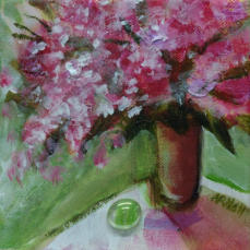 "Subtle Shimmer Bouquet" ©Annette Ragone Hall - acrylic on canvas - 6" x 6"