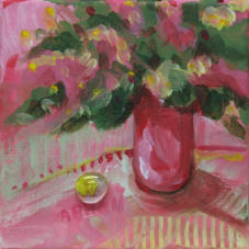 "Rich Pink Bouquet" ©Annette Ragone Hall - acrylic on canvas - 6" x 6"