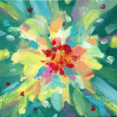 "Blossom Explosion" ©Annette Ragone Hall - acrylic on canvas - 6" x 6"