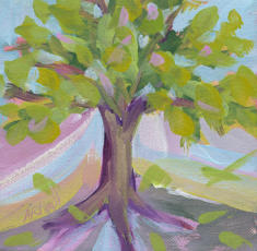 "Pink Blossom Tree" - acrylic on canvas - 6"x6" ©Annette Ragone Hall
