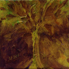 "Golden Tree" - acrylic on canvas - 6" x 6" ©Annette Ragone Hall