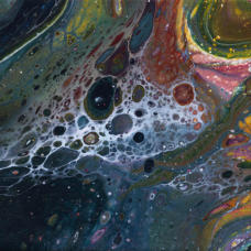 "Midstream" ©Annette Ragone Hall - acrylic on canvas - 6" x 6"