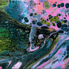"Tidal Pool I" ©Annette Ragone Hall - acrylic on canvas - 6" x 6"