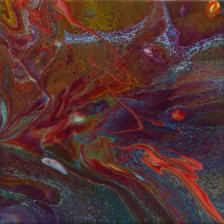 "Lava Flow I" © Annette Ragone Hall - acrylic, 6" x 6"