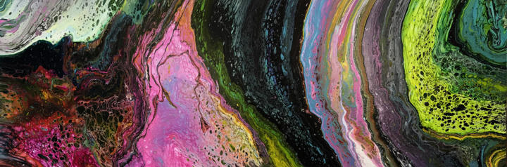 "Liquid Gems" ©Annette Ragone Hall - acrylic on canvas - 12" x 36"
