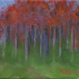 "Red Canopy" - acrylic on canvas - 6" x 6" ©Annette Ragone Hall