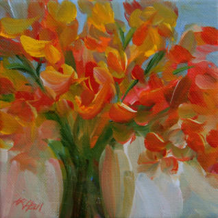 "Suddenly Autumn" - acrylic on canvas - 6"x6" ©Annette Ragone Hall