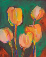 "Five Tulips" ©Annette Ragone Hall - gouache - 7.5" x 5.75"