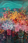 "Wild Flowers II" © Annette Ragone Hall - acrylic, 36" x 24"