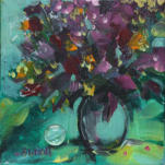 "Dark Bouquet" ©Annette Ragone Hall - acrylic on canvas - 6" x 6"