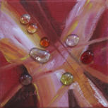 "X Marks The Spot" ©Annette Ragone Hall - acrylic on canvas - 6" x 6"