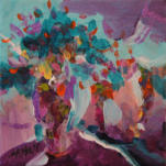 "Wild Flowers III" ©Annette Ragone Hall - acrylic on canvas - 6" x 6"