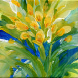 (SOLD) "Crocus" ©Annette Ragone Hall - acrylic on canvas - 6" x 6"