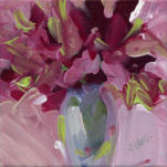 "Deep Magenta Bouquet" - acrylic on canvas - 6"x6" ©Annette Ragone Hall