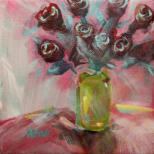 "Rose Translucence I" ©Annette Ragone Hall - acrylic on canvas - 6" x 6"