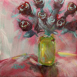 "Rose Translucence I" ©Annette Ragone Hall - acrylic on canvas - 6" x 6"