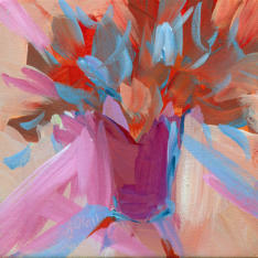 "Bouquet in Magenta Vase" - acrylic on canvas - 6"x6" ©Annette Ragone Hall