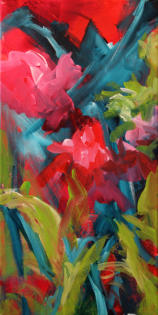 "Turquoise Garden" ©Annette Ragone Hall - acrylic on canvas, 24" x 12"