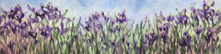 "A Tribe of Iris" ©Annette Ragone Hall - acrylic, 12" x 48"