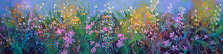 "Flower Melody I" ©Annette Ragone Hall - acrylic, 12" x 48"