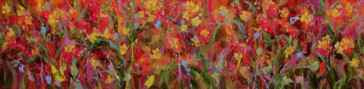 "Lady Bug Garden" ©Annette Ragone Hall - acrylic, 12" x 48"