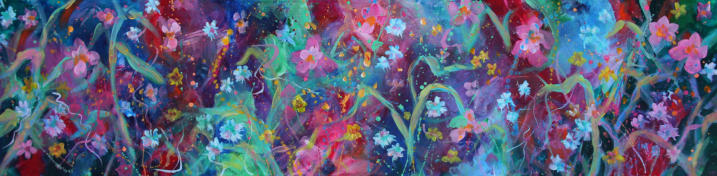 "Flower Melody II" ©Annette Ragone Hall - acrylic, 12" x 48"