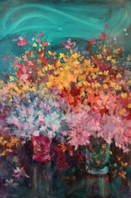 "Wild Flowers II" © Annette Ragone Hall - acrylic, 36" x 24"