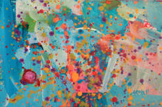 "Colorful Rain #6" ©Annette Ragone Hall - acrylic on 140lb. watercolor paper, 4" x 6"