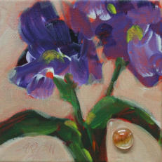 "Deep Purple Iris" ©Annette Ragone Hall - acrylic on canvas - 6" x 6"