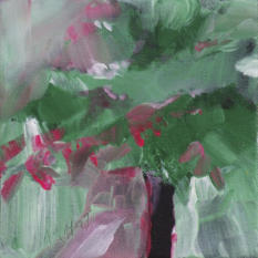 "Hot Pink Tree" ©Annette Ragone Hall - acrylic on canvas - 6" x 6"
