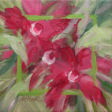 "Flowers in a Square" ©Annette Ragone Hall - acrylic on canvas - 6" x 6"