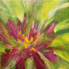 "Floating Flower" © Annette Ragone Hall - acrylic, 6" x 6"