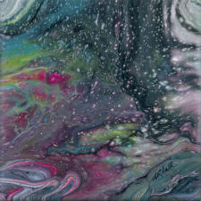 "Snow Storm" ©Annette Ragone Hall - acrylic on canvas - 4" x 4"