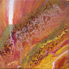 "Orange Lace" - multimedia on canvas - "6"x6" ©Annette Ragone Hall